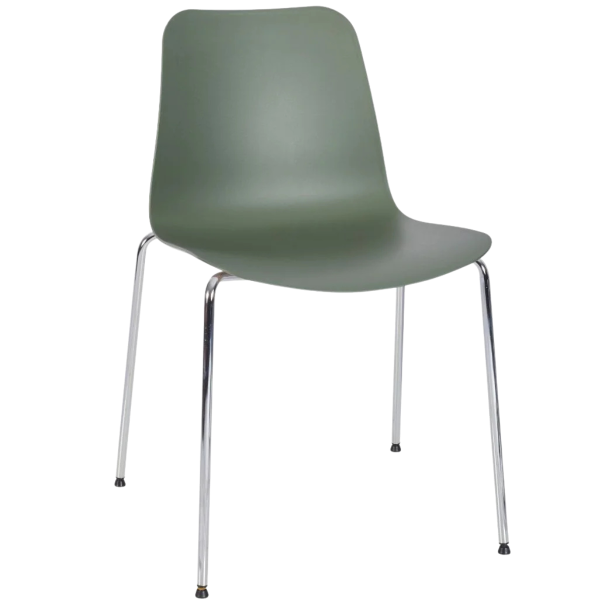Time Four Leg Side Chair (Green/Chrome)