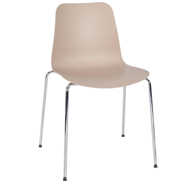 Time Four Leg Side Chair (Taupe/Chrome)