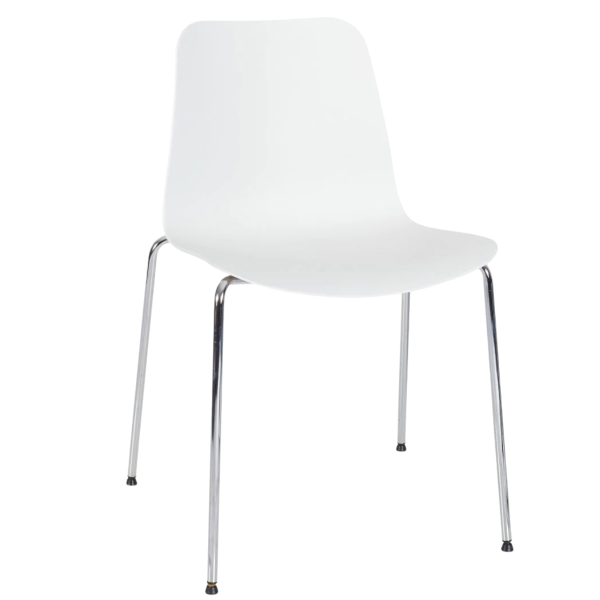 Time Four Leg Side Chair (White/Chrome)