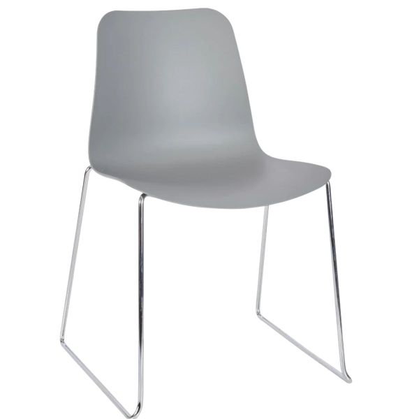 Time Skid Frame Side Chair (Grey/Chrome)