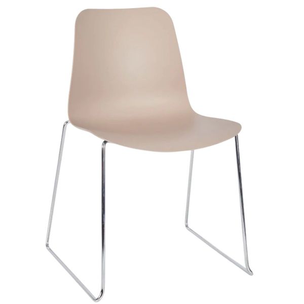 Time Skid Frame Side Chair (Taupe/Chrome)
