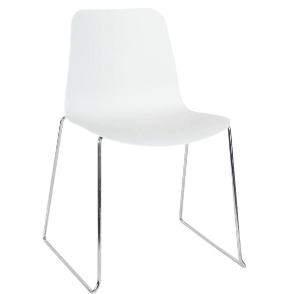 Time Skid Frame Side Chair (White/Chrome)