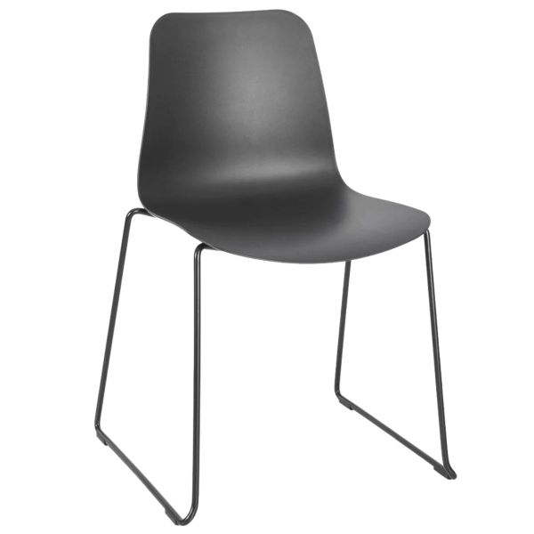 Time Skid Frame Side Chair (Black/Black)