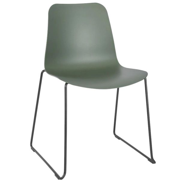 Time Skid Frame Side Chair (Green/Black)