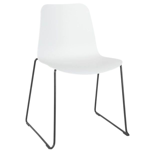 Time Skid Frame Side Chair (White/Black)
