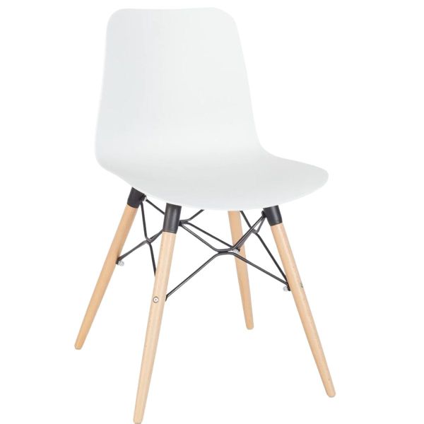 Time Web Frame Side Chair (White/Beech)