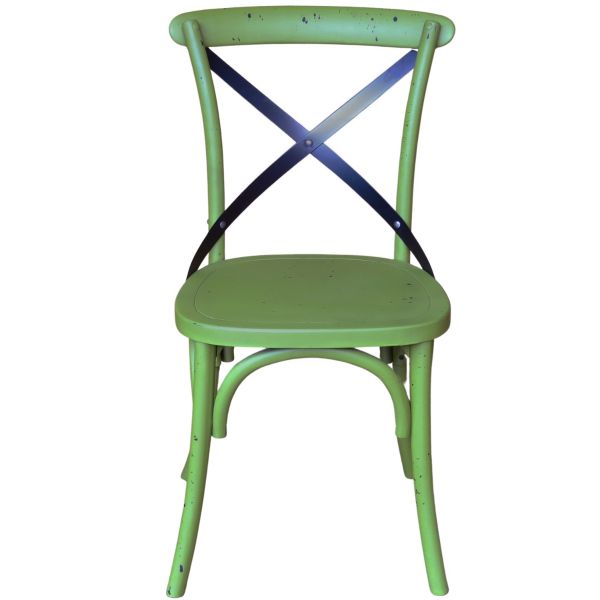 Palm Solid Seat Side Chair (Distressed Green)