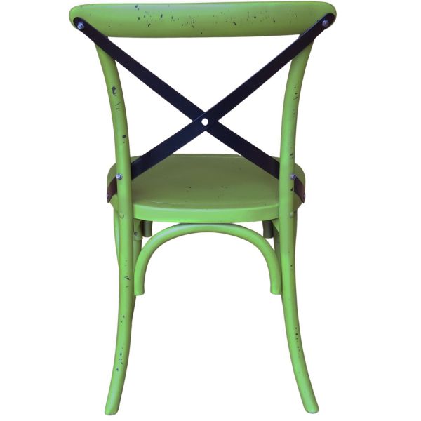 Palm Solid Seat Side Chair (Distressed Green)