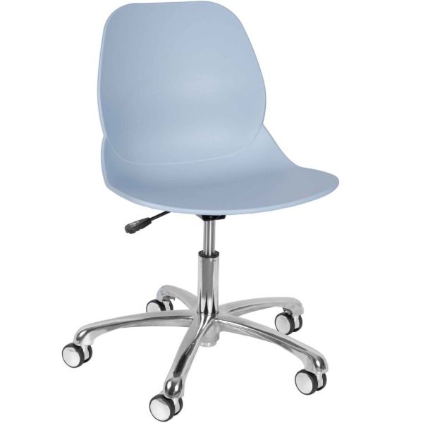 Space Swivel Side Chair (Eco Light Blue / Chrome Base)