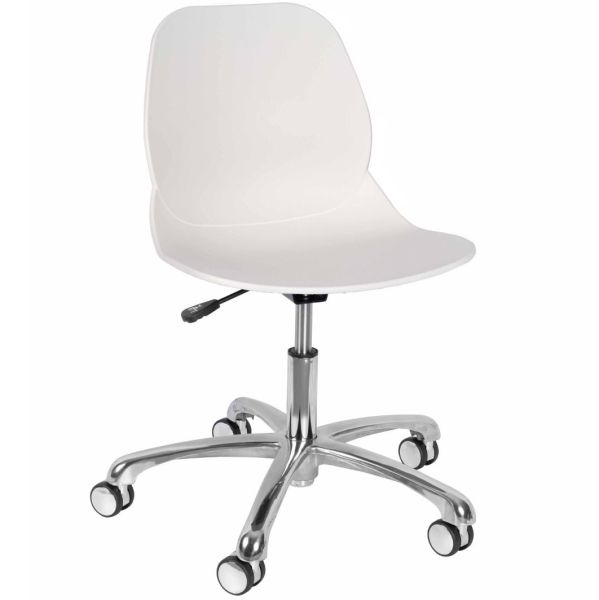 Space Swivel Side Chair (Eco White / Chrome Base)