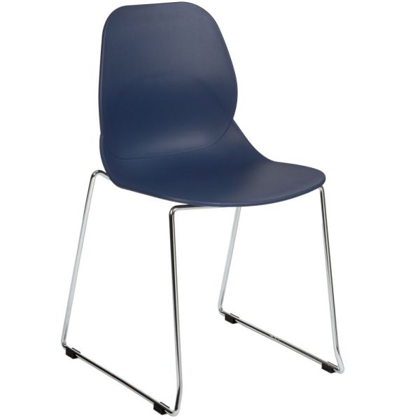 Space Skid Frame Side Chair (Navy)