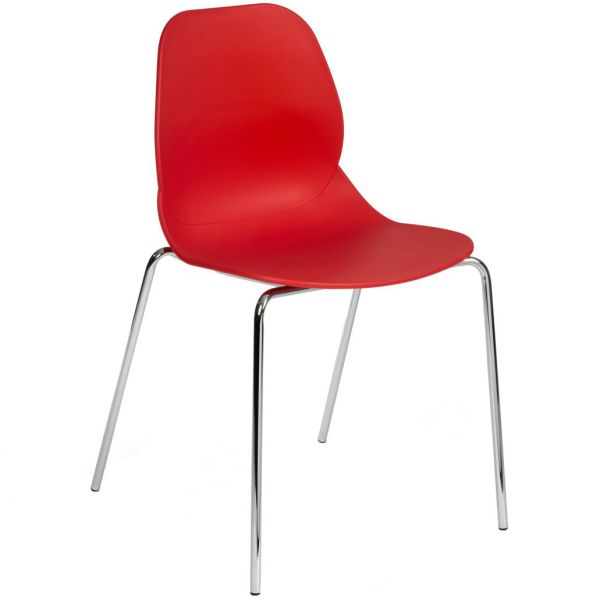 Space Four Metal Leg Side Chair (Red)