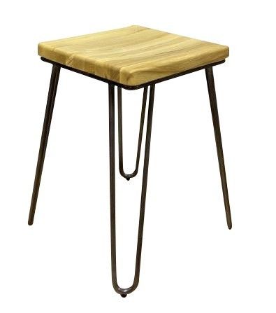 Hairpin Solid Seat Square Low Stool