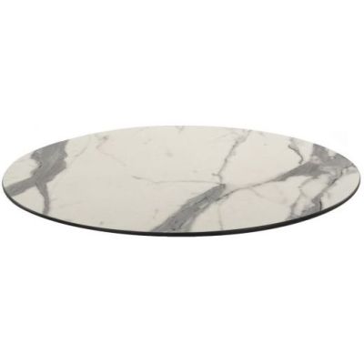 Compact Laminate Round Table Top - 700mm Diameter (White Marble)