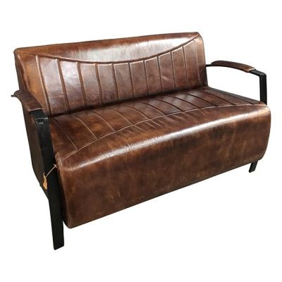 Quebec Industrial Two Seater Sofa (Brown)